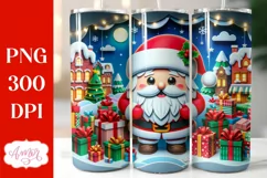 Christmas 3D tumbler wrap for sublimation, Santa tumbler PNG Product Image 1
