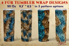 3d tumbler wrap seamless / fur texture tumbler / 3d effect Product Image 1