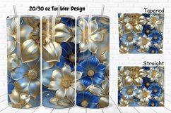 3D Seamless Gold Flowers 20/30oz Skinny Tumbler Product Image 1