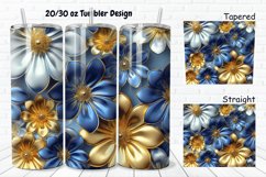 3D Seamless Gold Flowers 20/30oz Skinny Tumbler Product Image 1