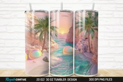 3D Seamless Rainbow Oasis 20/30oz Skinny Tumbler Product Image 1