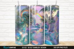 3D Seamless Rainbow Oasis 20/30oz Skinny Tumbler Product Image 1