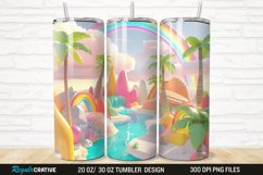 3D Seamless Rainbow Oasis 20/30oz Skinny Tumbler Product Image 1