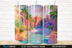 3D Seamless Rainbow Oasis 20/30oz Skinny Tumbler Product Image 1