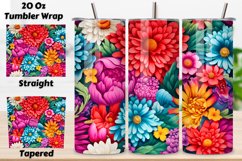 3D Seamless Tumbler Wrap with Floral Design, Seamless 3D PNG