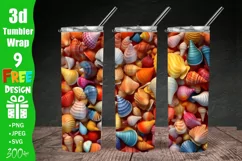 3D Seashells Beach 20oz Skinny Tumbler Sublimation Design, 3d Tumbler Wrap | 3d Paper Craft Tumbler Wrap PNG | Full Wrap Design | 20oz Tumbler Wraps, 3D beach and Seashells 20 oz Skinny Tumbler Sublimation Design, Digital Download PNG, Straight Tumbler Wr