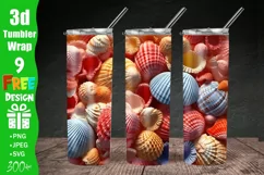 3D Seashells Beach 20oz Skinny Tumbler Sublimation Design, 3d Tumbler Wrap | 3d Paper Craft Tumbler Wrap PNG | Full Wrap Design | 20oz Tumbler Wraps, 3D beach and Seashells 20 oz Skinny Tumbler Sublimation Design, Digital Download PNG, Straight Tumbler Wr
