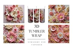 20oz 3D Pink Flower Quilling Tumbler Wrap Sublimation Product Image 1