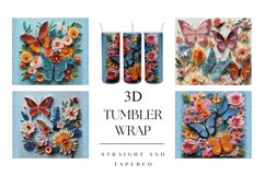 20oz 3D Butterfly Flower Quilling Tumbler Wrap Sublimation Product Image 1