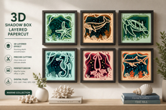 Sea Animals in a seabed atmosphere 3D Layered Papercut BUNDL Product Image 1