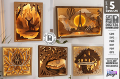 3D Layered Light Box Art Laser Cut Bundle | Shadow Box | CNC Product Image 1