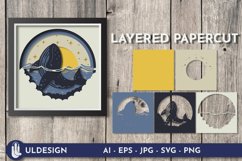 3D Shadowbox Whale And Moon Layered Papercut Product Image 1