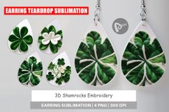 Earring Teardrop 3D Shamrocks Embroidery Product Image 1