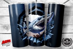 3D Cracked Wall Shark Beach tumbler 20 oz Skinny Tumbler Product Image 1