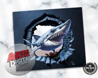 3D Cracked Wall Shark Beach tumbler 20 oz Skinny Tumbler Product Image 4