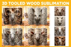 3D Sheep Tooled Leather Tumbler Wrap - 20oz Skinny Tumbler, 3D Tooled Leather &amp; Wood PNG Bundle, 20oz Skinny Tumbler, Straight Tumbler Wrap, Sublimation Bundle, Design Bundle, Digital Download