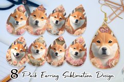 Earring teardrop sublimation 3D dog shiba inu Product Image 1