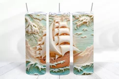 3D Ship 20 oz Skinny Tumbler Wrap Sublimation Design