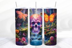 3D Skull 20 oz Skinny Tumbler Wrap Designs
