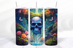 3D Skull 20 oz Skinny Tumbler Wrap Designs