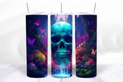 3D Skull 20 oz Skinny Tumbler Wrap Designs