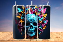 3D Skull And Butterflies 20oz/30oz Skinny Tumbler Product Image 1