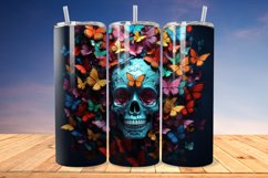 3D Skull And Butterflies 20oz/30oz Skinny Tumbler Product Image 1