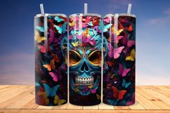 3D Skull And Butterflies 20oz/30oz Skinny Tumbler Product Image 1