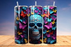 3D Skull And Butterflies 20oz/30oz Skinny Tumbler Product Image 1