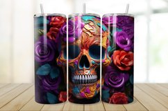 3D Skull And Rose 20oz/30oz Skinny Tumbler Product Image 1