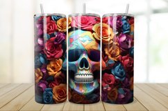 3D Skull And Rose 20oz/30oz Skinny Tumbler Product Image 1