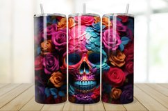 3D Skull And Rose 20oz/30oz Skinny Tumbler Product Image 1