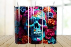 3D Skull And Rose 20oz/30oz Skinny Tumbler Product Image 1