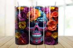 3D Skull And Rose 20oz/30oz Skinny Tumbler Product Image 1
