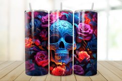 3D Skull And Rose 20oz/30oz Skinny Tumbler Product Image 1