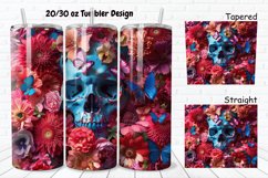 3D Skull Butterflies 20/30oz Skinny Tumbler Product Image 1