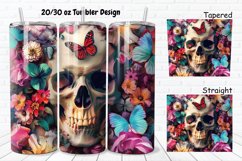 3D Skull Butterflies 20/30oz Skinny Tumbler Product Image 1