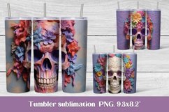 3d skull flower sublimation tumbler wrap 20 Oz, 3d skull flower illustration PNG, 3d skull flower sublimation PNG.