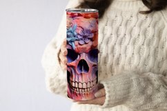 3d skull flower sublimation tumbler wrap 20 Oz, 3d skull flower illustration PNG, 3d skull flower sublimation PNG.
