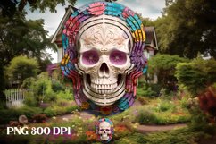 3d skull wind spinner sublimation design, 3d skull flower sublimation design, skull wind spinner PNG, day of the dead sugar skulls.