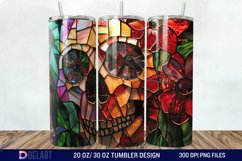 3D Skull Flowers Stained Glass Tumbler Wrap Product Image 1