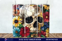 3D Skull Flowers Stained Glass Tumbler Wrap Product Image 1