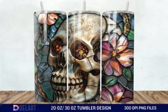 3D Skull Flowers Stained Glass Tumbler Wrap Product Image 1