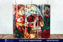 3D Skull Flowers Stained Glass Tumbler Wrap Product Image 1