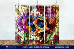 3D Skull Flowers Stained Glass Tumbler Wrap Product Image 1