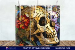 3D Skull Flowers Stained Glass Tumbler Wrap Product Image 1