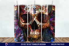 3D Skull Flowers Stained Glass Tumbler Wrap Product Image 1