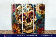 3D Skull Flowers Stained Glass Tumbler Wrap Product Image 1