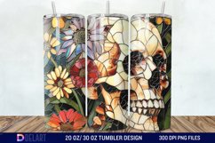 3D Skull Flowers Stained Glass Tumbler Wrap Product Image 1