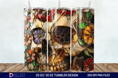 3D Skull Flowers Stained Glass Tumbler Wrap Product Image 1